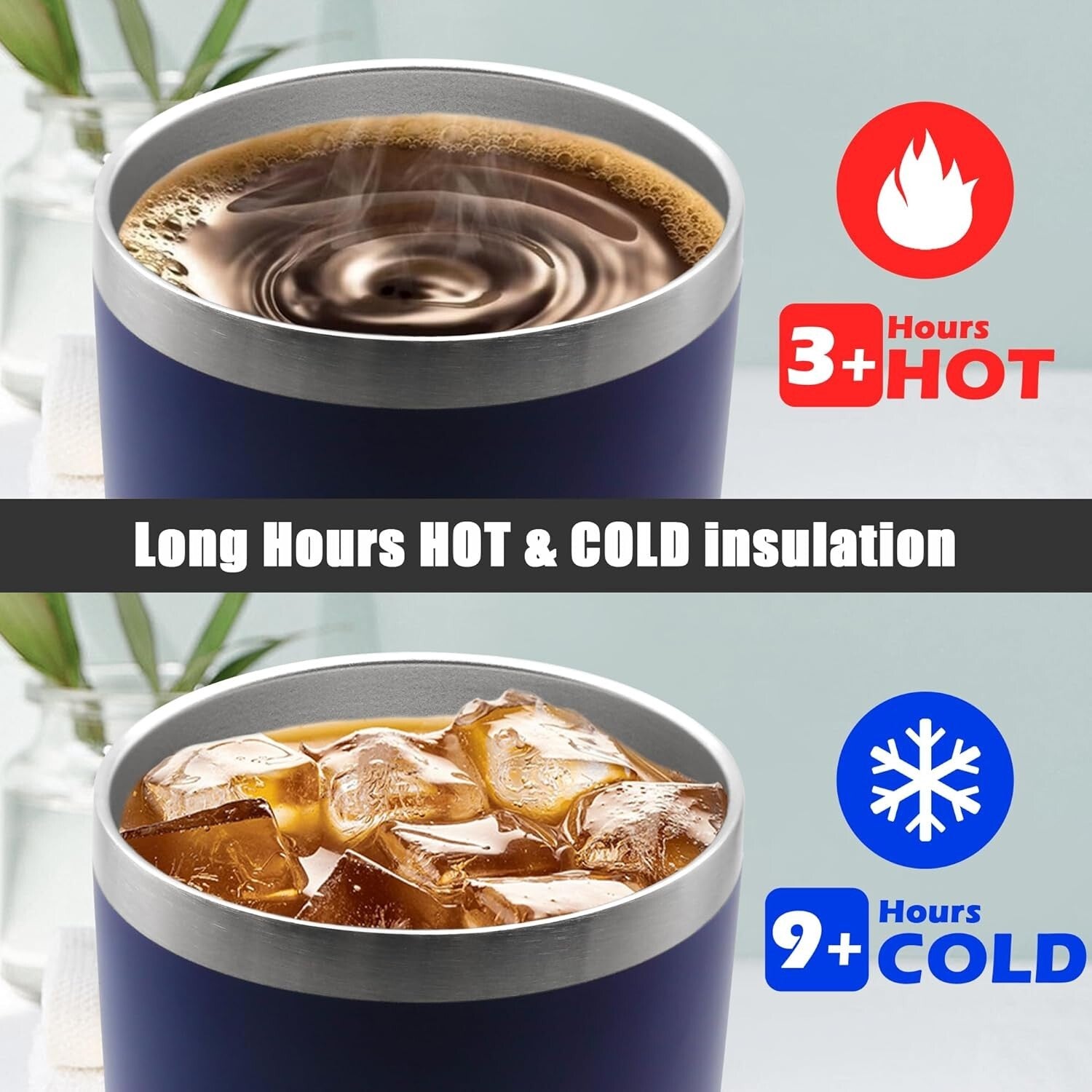 Insulated 20 oz Coffee Travel Mugs - Navy Powder Coated 8-Pack for All Occasions