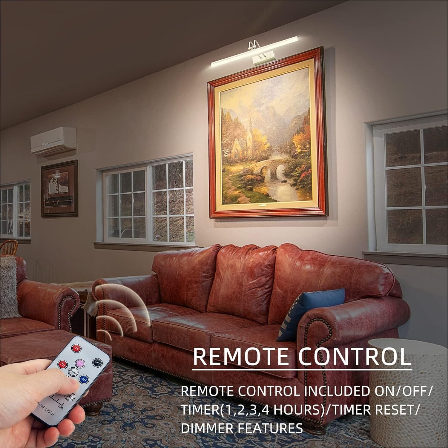 20-Inch Remote-Controlled Wireless Art Light with Timer - Elegant Brass Fixture