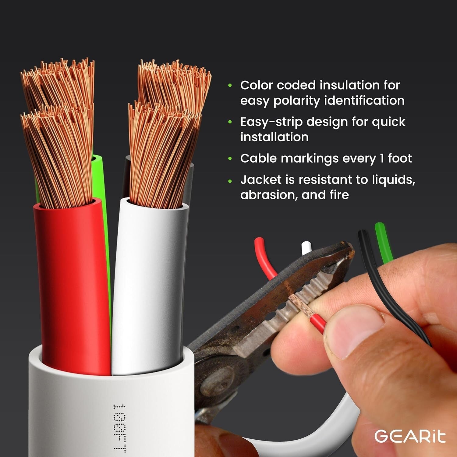 100ft 16 AWG Speaker Cable - Oxygen-Free Copper, Fire Safety Certified CL2