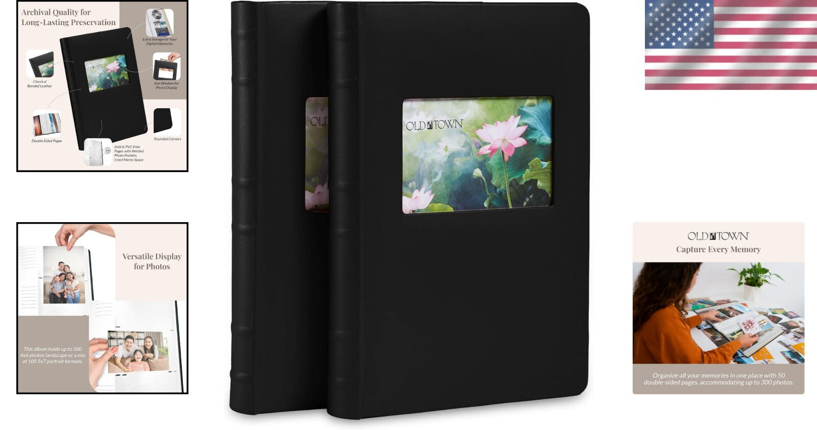 Classic Bonded Leather Photo Albums - 2-Pack, 9.5x13 Inches for 300 Photos