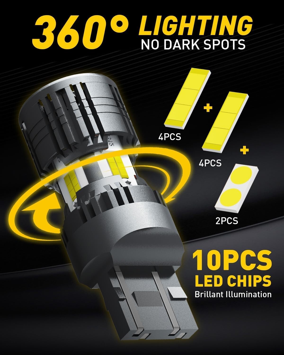 Ultra Bright 7440 LED White Bulbs - Ideal for Reverse, Signal & Parking Lights