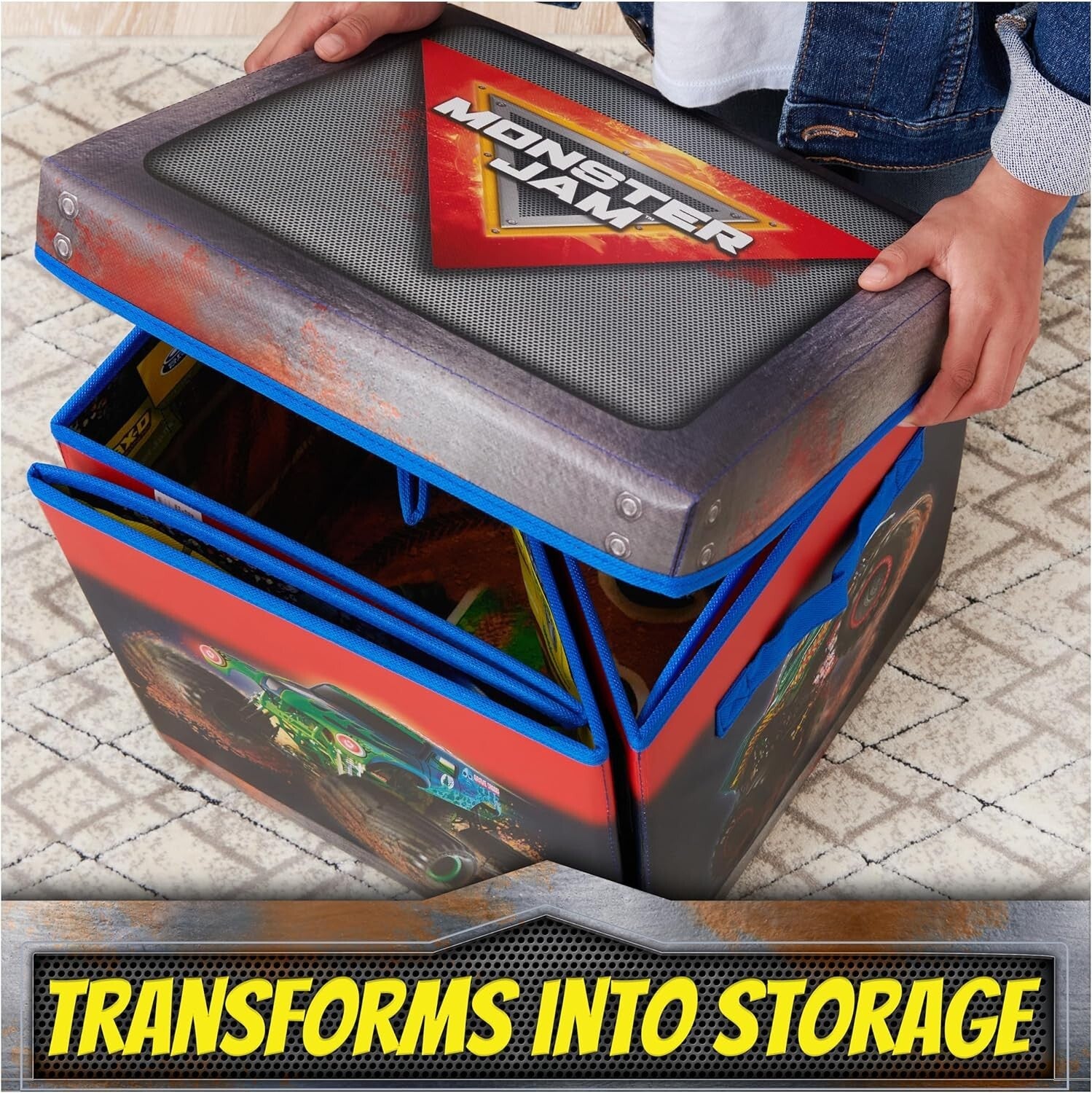 Deluxe Monster Truck Arena Playmat with 2 Exclusive Trucks & 20 Fun Pieces