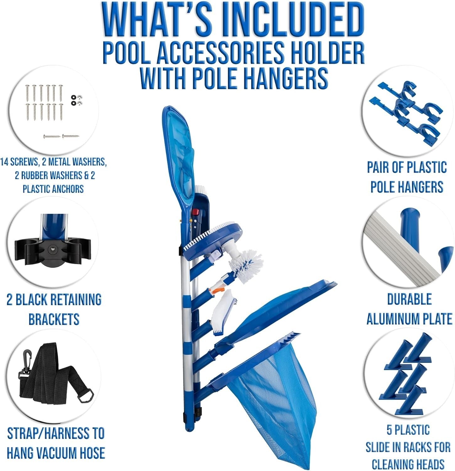 Organize Your Pool Area: Weatherproof Accessories Holder with Pole Support
