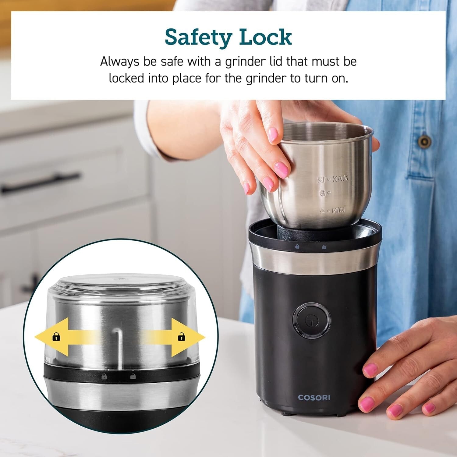 Versatile Wet & Dry Grinder - 200W Electric Coffee & Spice Blender in Black