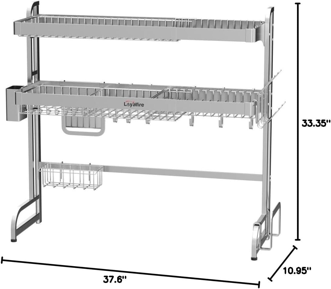 Premium Stainless Steel Over Sink Dish Rack - Multi-Functional 3 Tier Organizer
