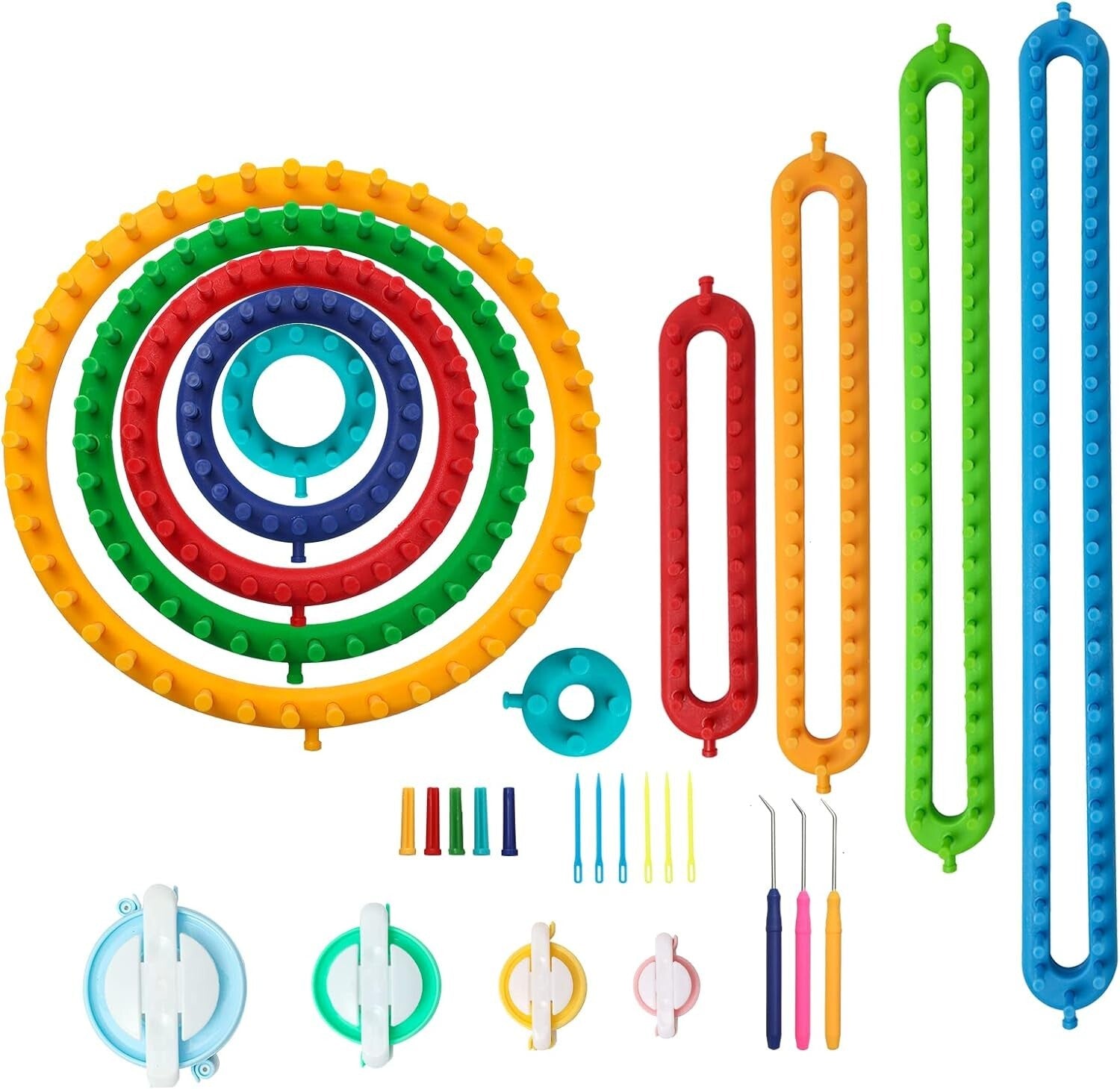 Lightweight Knitting Loom Kit with Spare Pegs and Helpful Videos for Beginners