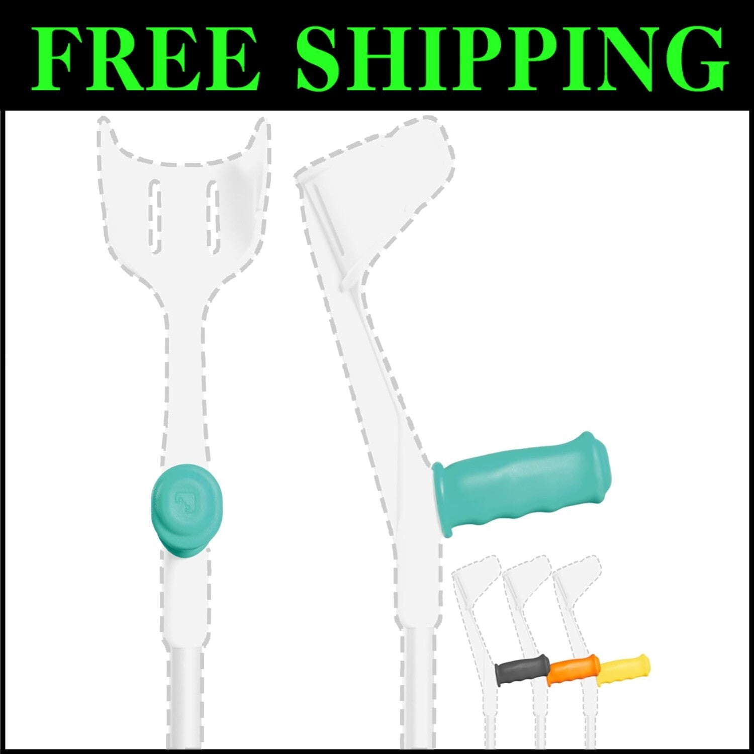 Ergonomic Crutch Handle Grips with Easy-Clean Silicone - Set of 2, Prevent Falls
