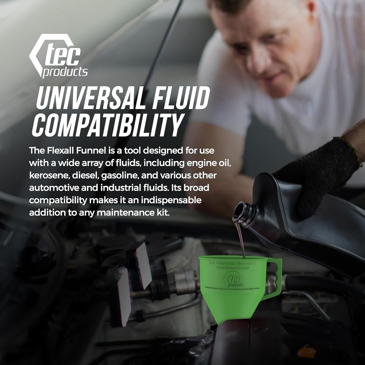 Anti-Spill Long Funnel for Automotive Use - Durable Nitrile Rubber Construction