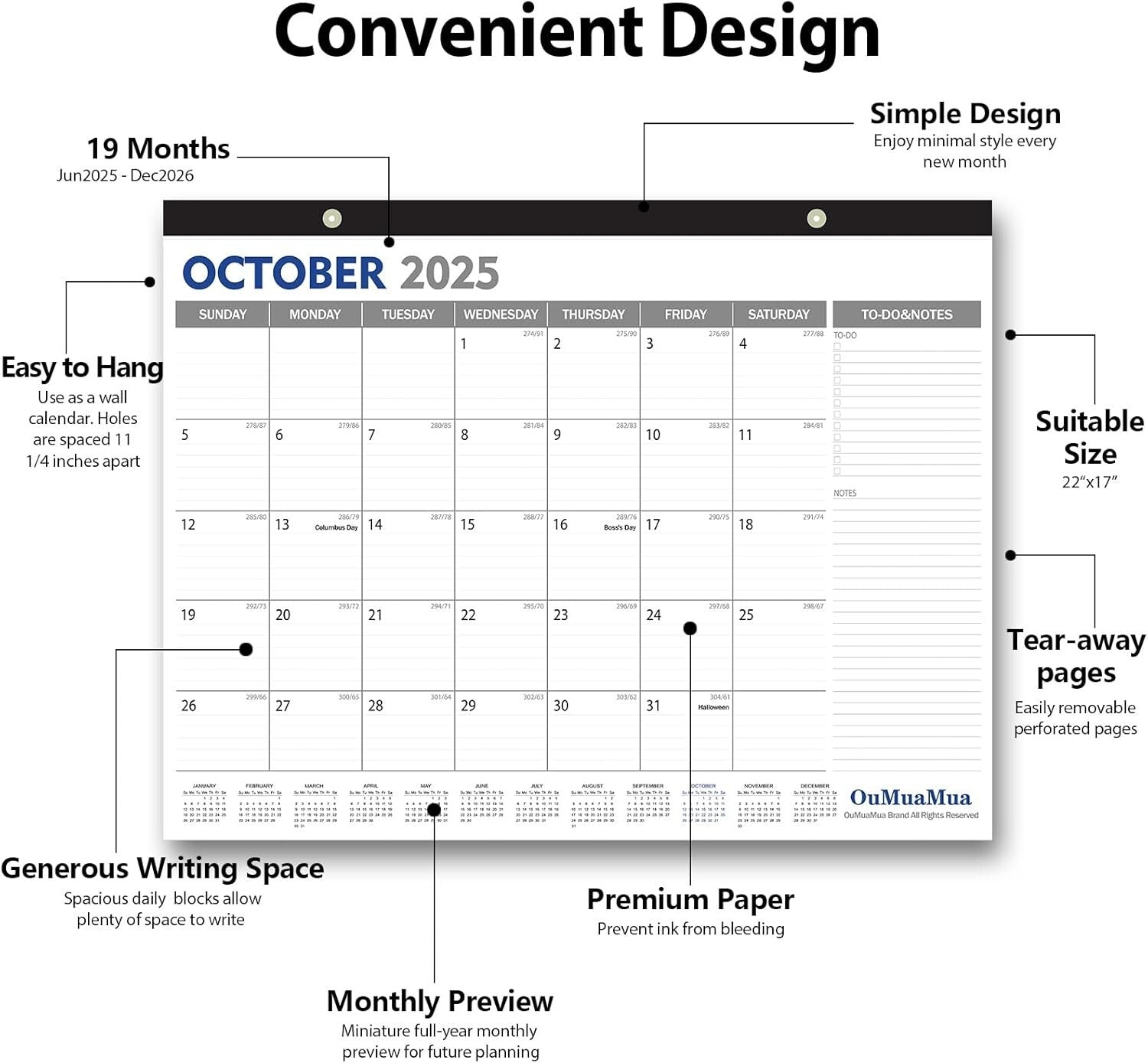 Spacious 2025-2026 Calendar Set - Ideal for Teams & Collaborative Workspaces
