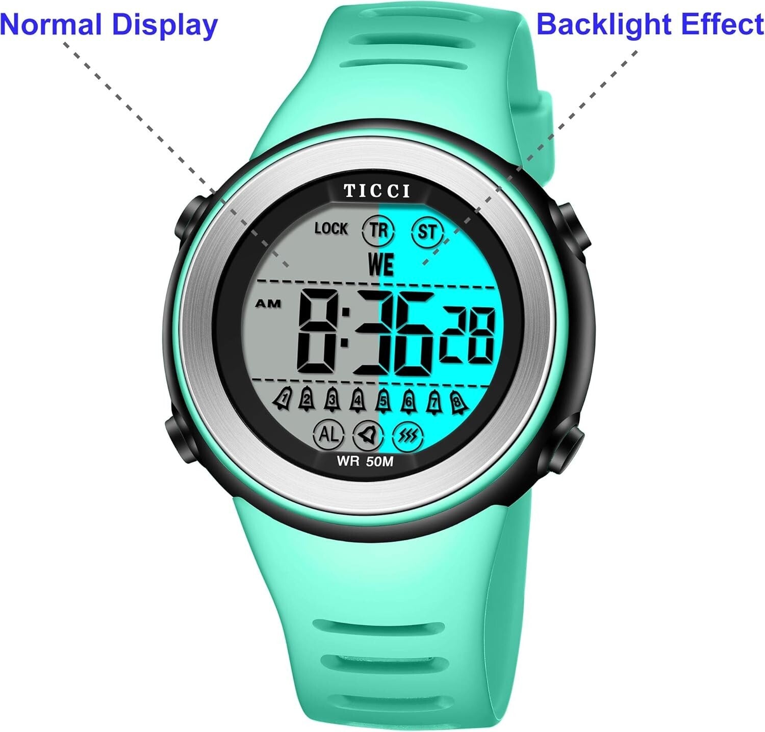 Unisex Waterproof Watch with 8 Vibrating Alarms - Ideal for Medication Reminders