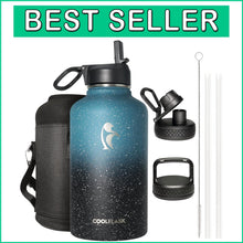 Load image into Gallery viewer, Stylish 64 oz Stainless Steel Water Flask with 3 Functional Lids - Gym Essential