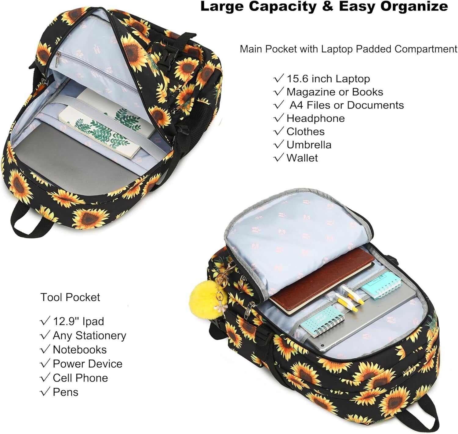 Cute 3-Piece 15.6 Inch Laptop Backpack Set for Teens - Stylish & Functional