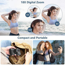 Load image into Gallery viewer, 4K Vlogging Camera with 64MP, 180° Flip Screen &amp; 18X Zoom - Perfect for Travel