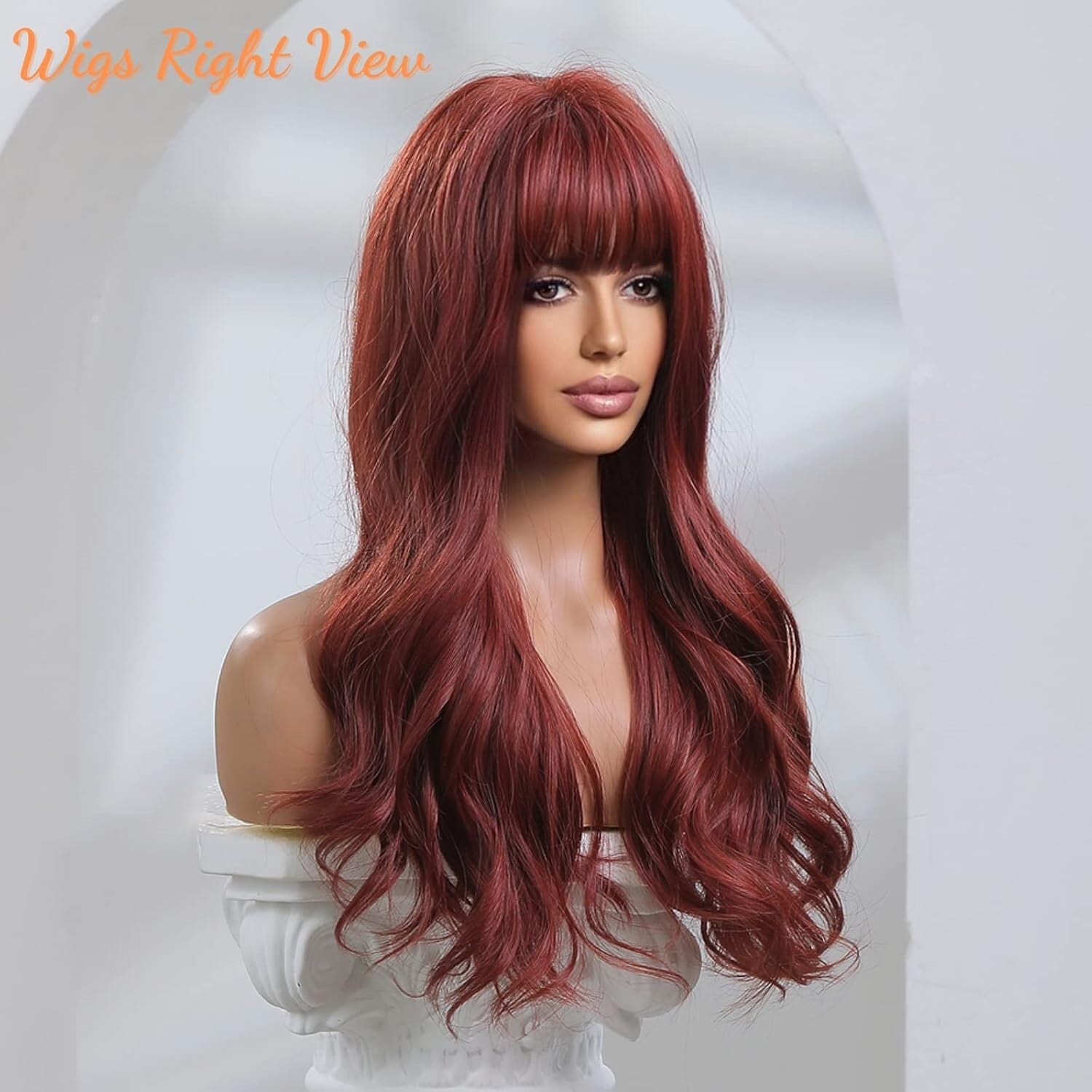 Natural-Looking Dark Red Synthetic Wig - Ideal for Everyday & Events