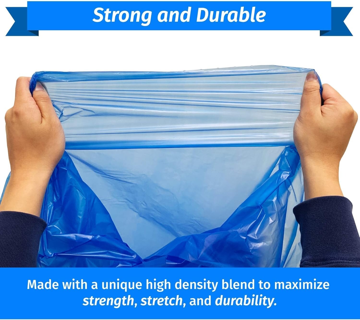 Durable 13 Gallon Blue Recycling Trash Bags | 300 Count - Leak Proof Design