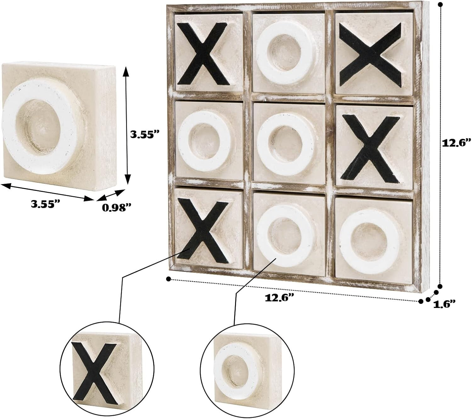 Eco-Friendly 12.6-Inch Tic Tac Toe Game - Rustic Decor for Home & Parties
