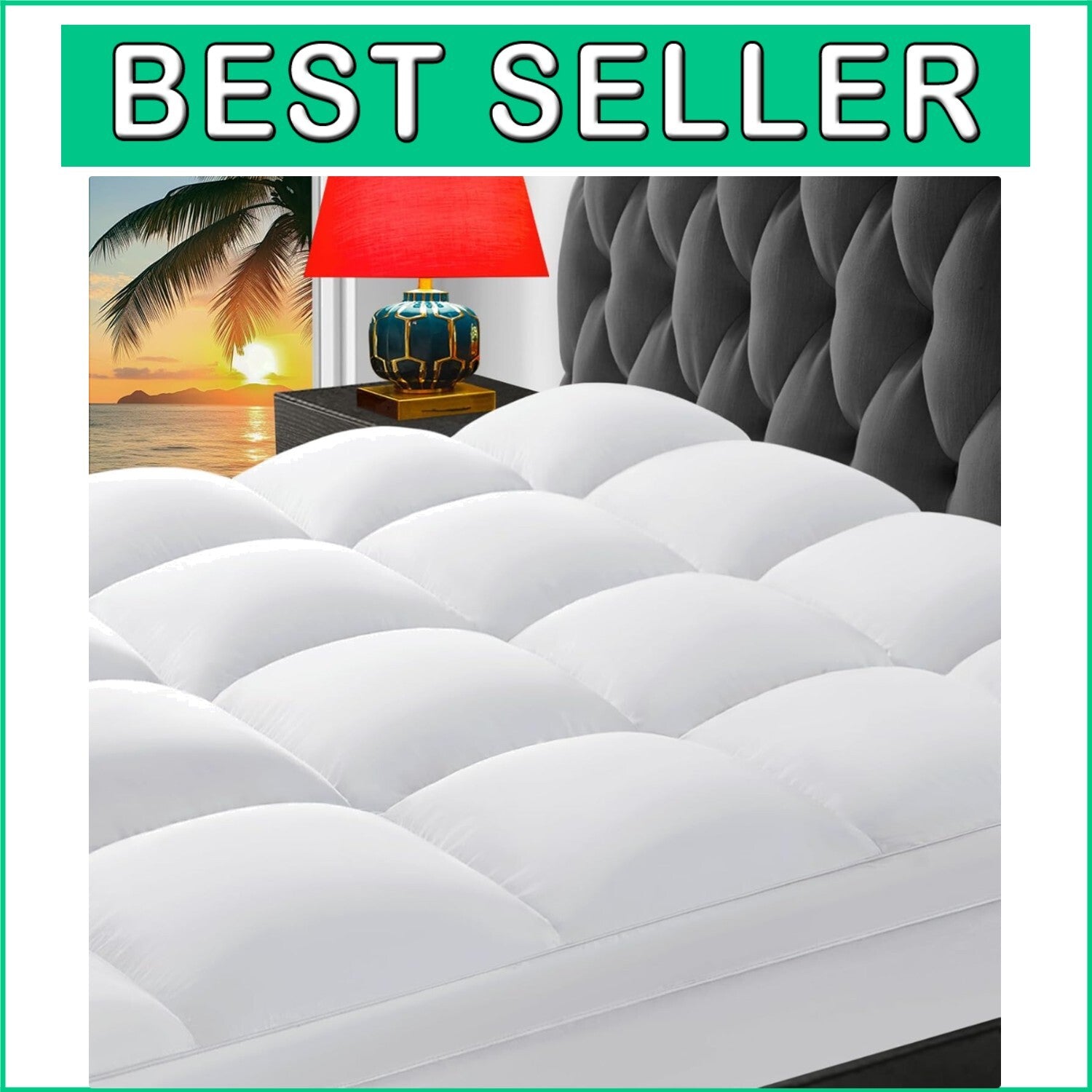 Breathable Full Mattress Cover with 5D Snow Down Fill - Pain Relief & Comfort