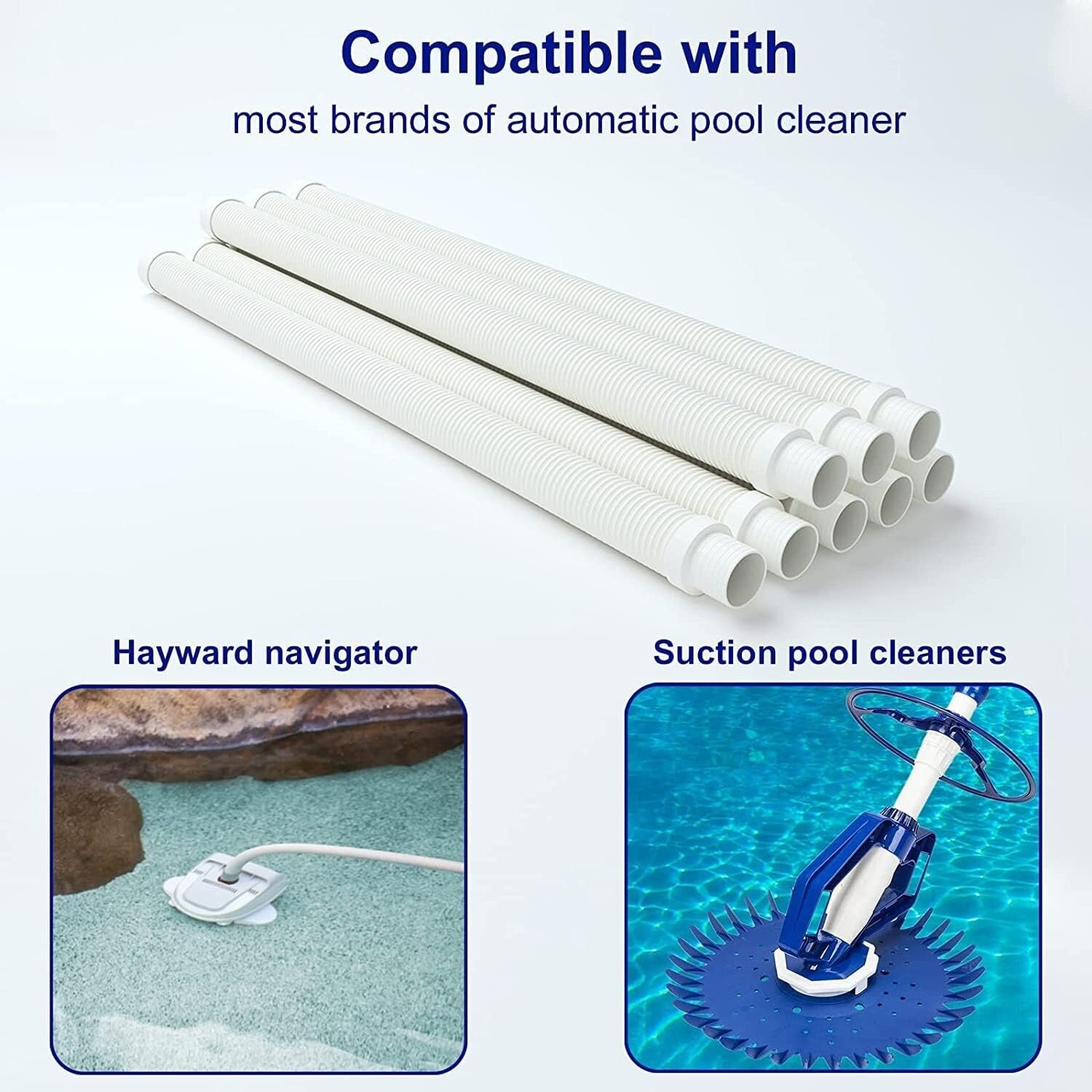 8-Piece 1.5” Flexible Pool Vacuum Replacement Hose Set for Automatic Cleaners