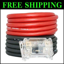 Load image into Gallery viewer, UltraFlex 50 Ft. 0 Gauge CCA Power/Ground Wire with Fuse Holder - Red &amp; Black