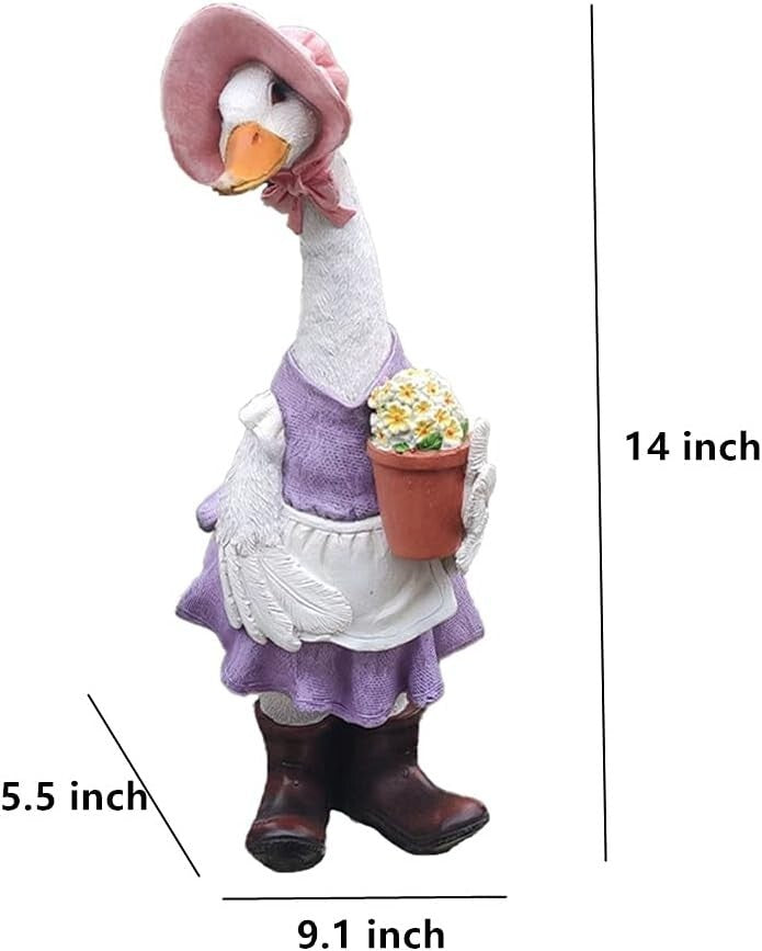 Adorable 14-Inch Resin Duck Figurine - Perfect Garden & Patio Décoration