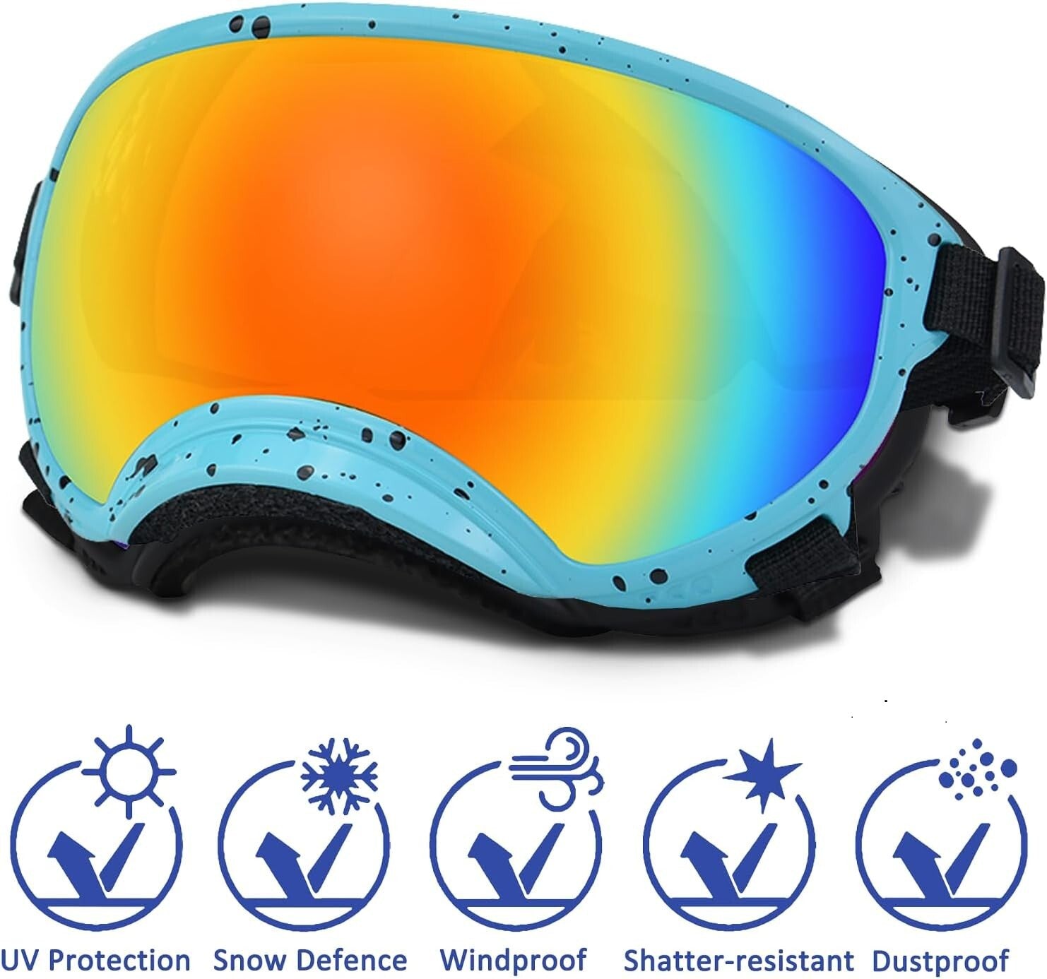 Large Adjustable Dog Sunglasses with UV Protection - Windproof Pet Eyewear