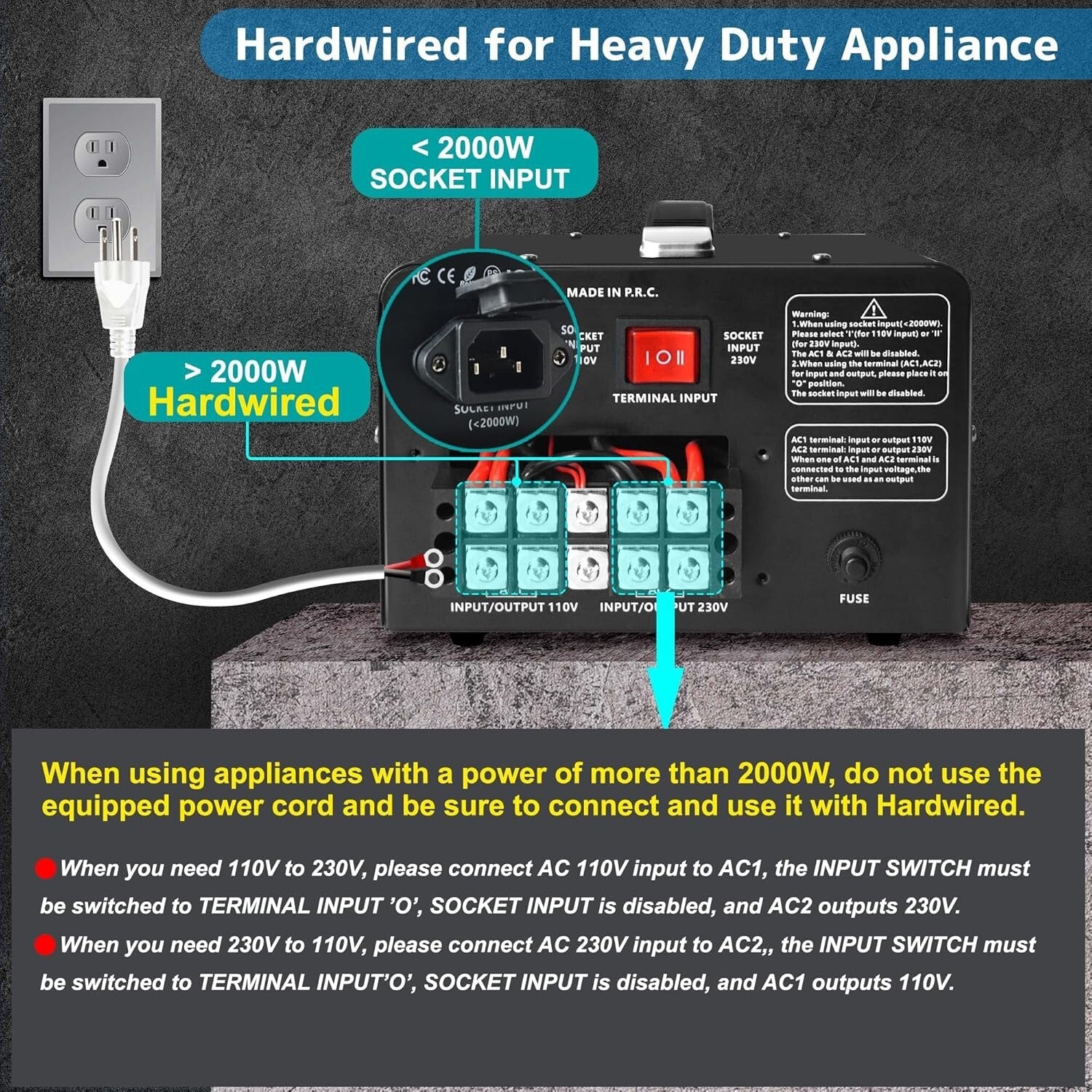 Efficient 5000W Voltage Converter with Three Sockets - Seamless Power Adaptation
