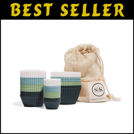Eco-Friendly Reusable Silicone Baking Cups Set - 24 Regular, 12 Jumbo, 24 Mini