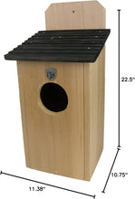 Load image into Gallery viewer, Elevate Your Yard with a 22.5" Cedar Barred Owl House - Perfect for Pest Control