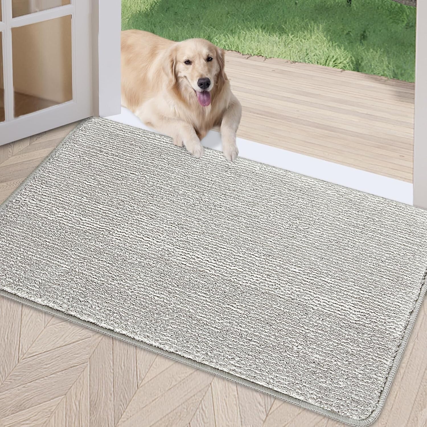 32"x40" Low-Profile Indoor Doormat - Durable Absorbent Grey with Non-Slip Mat
