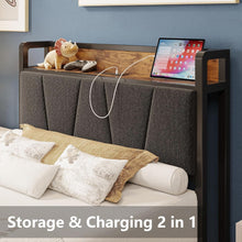 Load image into Gallery viewer, Twin XL Bed Frame with Storage Headboard &amp; Charging Station - Noise-Free Design