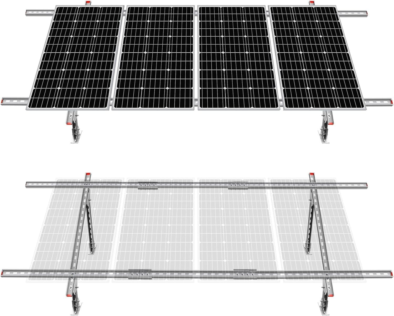 Adjustable Solar Panel Mounting Brackets Kit for 1-4 Panels - Ground System