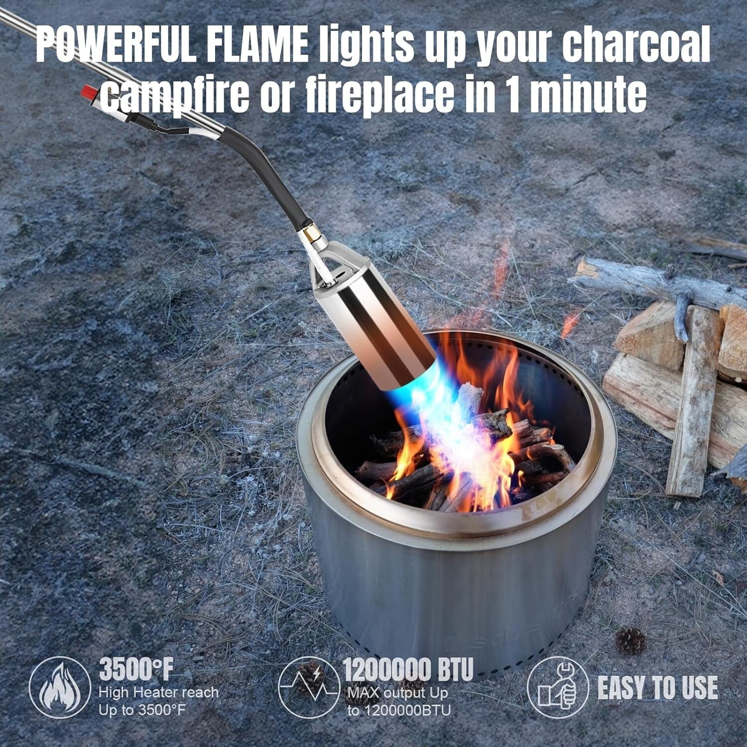 1,200,000 BTU Propane Weed Torch Kit with 30-Inch Flame for Eco-Friendly Weeding