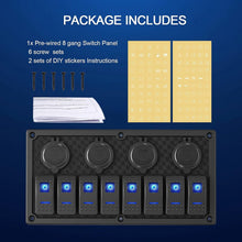 Load image into Gallery viewer, Versatile Waterproof Switch Panel with 8 Rocker Switches and Dual USB Ports