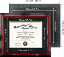 Load image into Gallery viewer, Versatile 15x18 Certificate Frame with Solid Wood Cherry Finish &amp; UV Protection