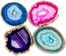 Load image into Gallery viewer, Colorful Agate Coaster Set (4) with Non-Slip Bumpers for Stylish Interiors
