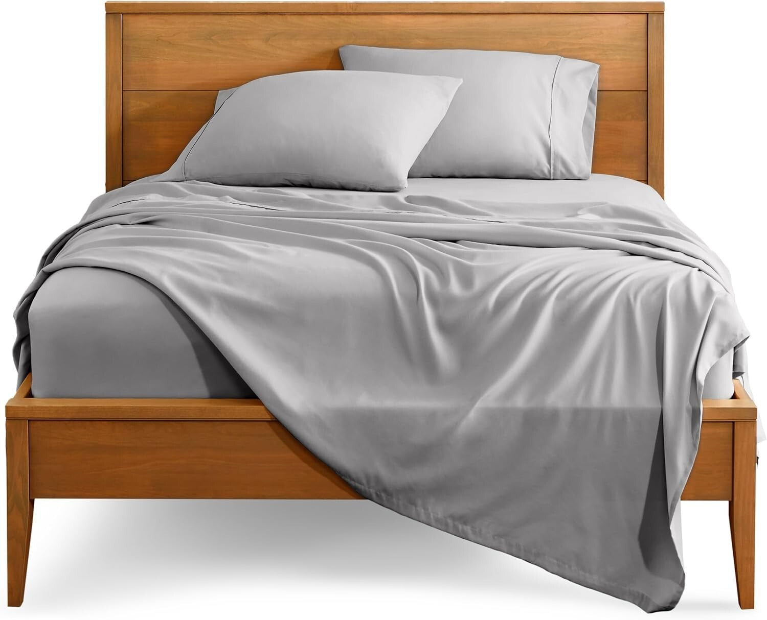 4-Piece Full XL Microfiber Bed Sheets with Deep Pockets - Light Grey Elegance