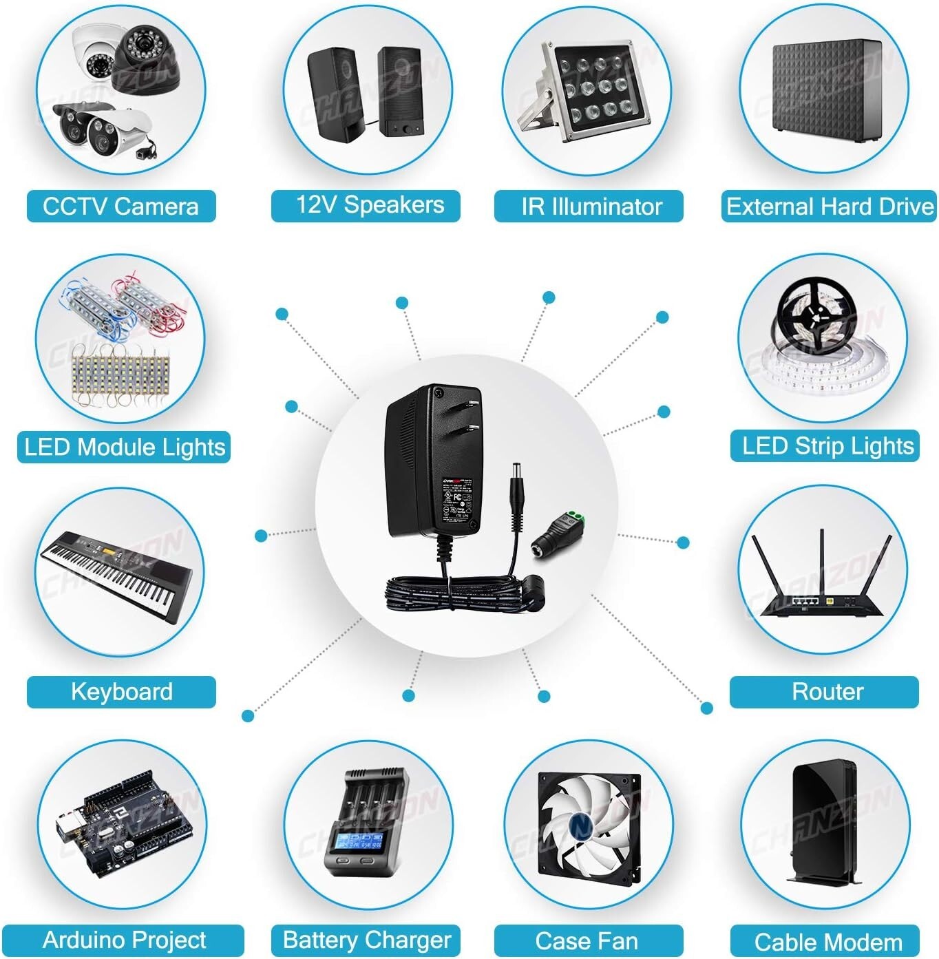 All-in-One 12V 2A AC DC Power Adapter with Screw Terminals for Easy Connectivity