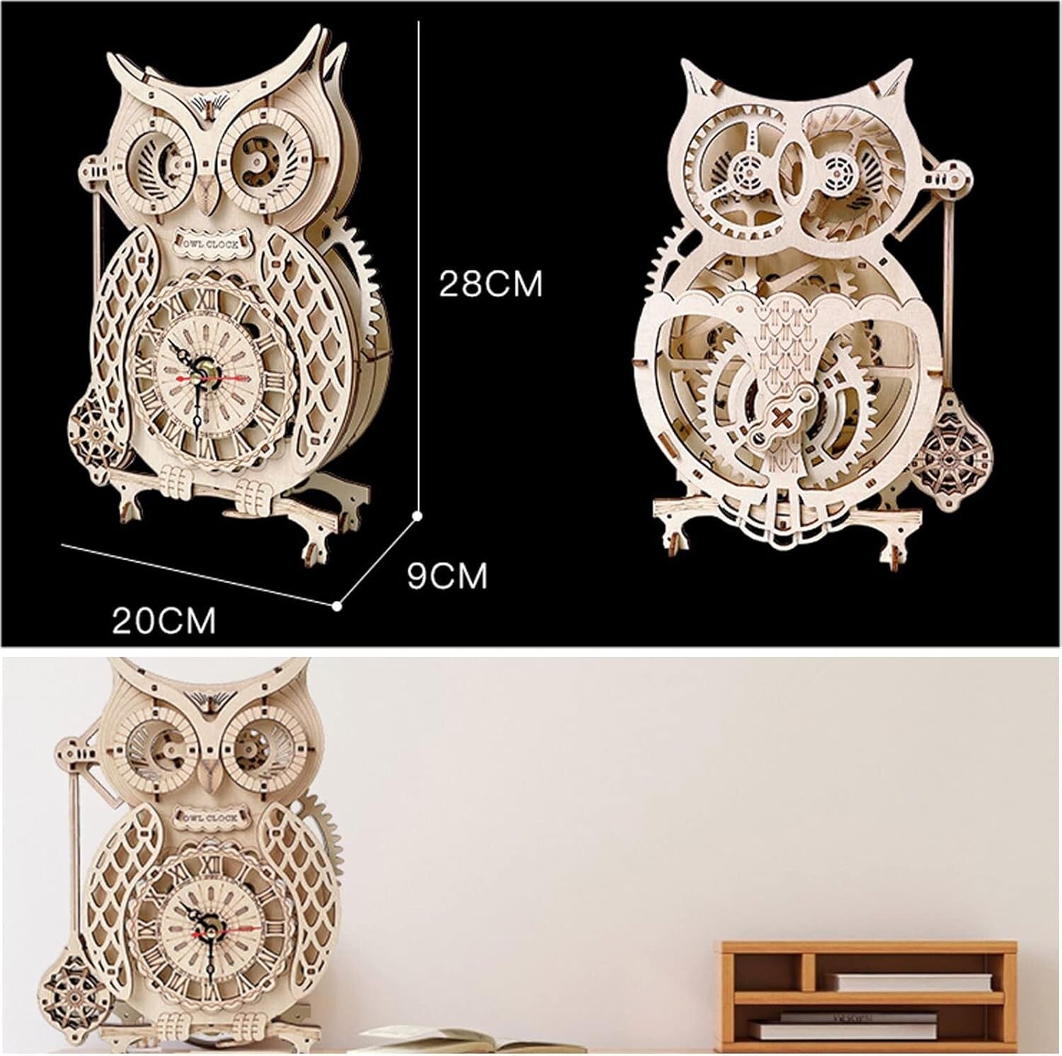 3D Wooden Animal Puzzle Kit - Create a Functional Desk Clock & Art Piece