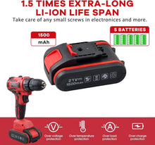 Load image into Gallery viewer, Fully Equipped 21V Cordless Drill Kit with 112-Piece Accessory Set for Home DIY