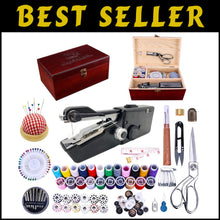 Load image into Gallery viewer, Elegant 153-Piece Mini Sewing Machine Kit in Stylish Wooden Box - Ideal Gift