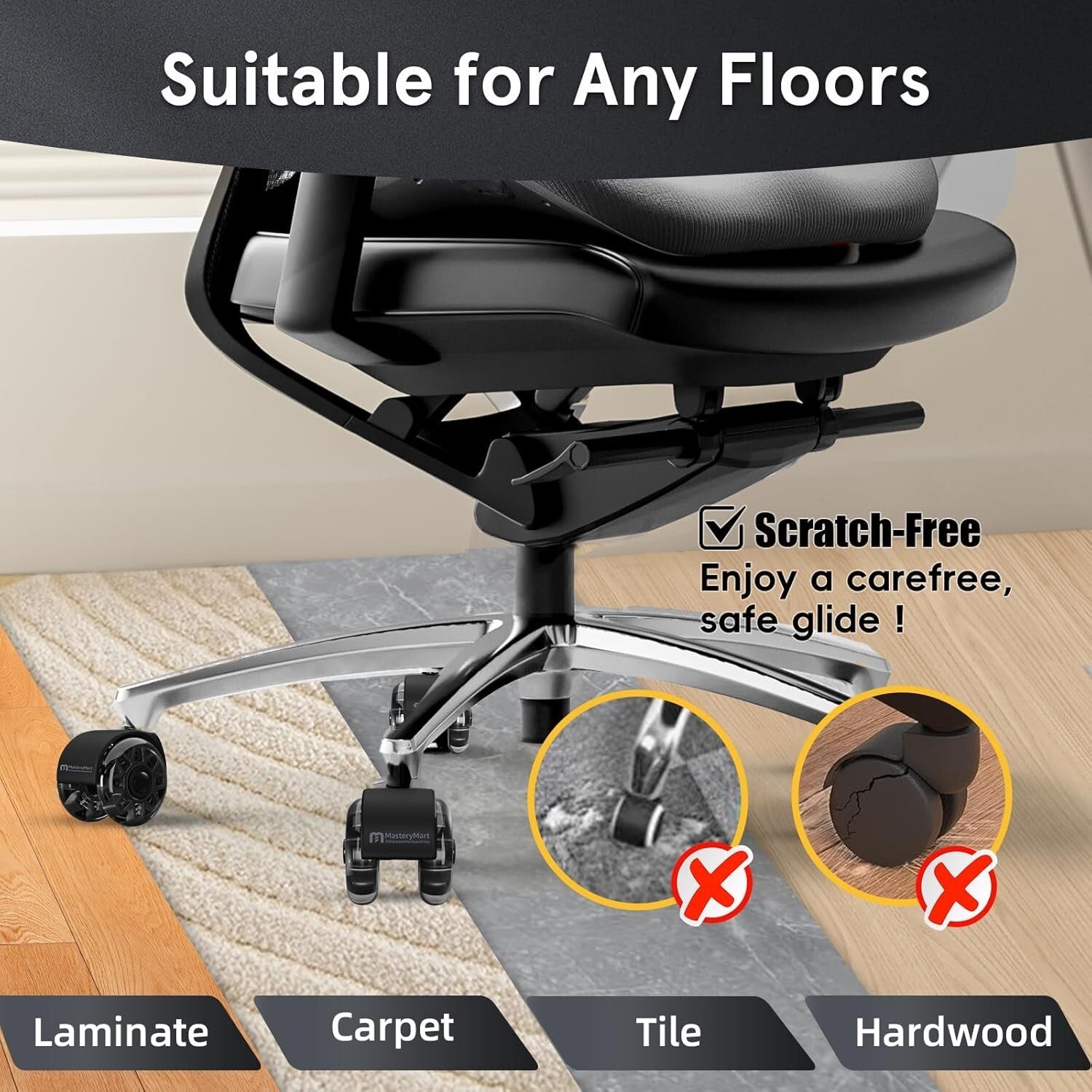 Durable 2.5-Inch Caster Wheels for Office Chairs – Straightforward Install