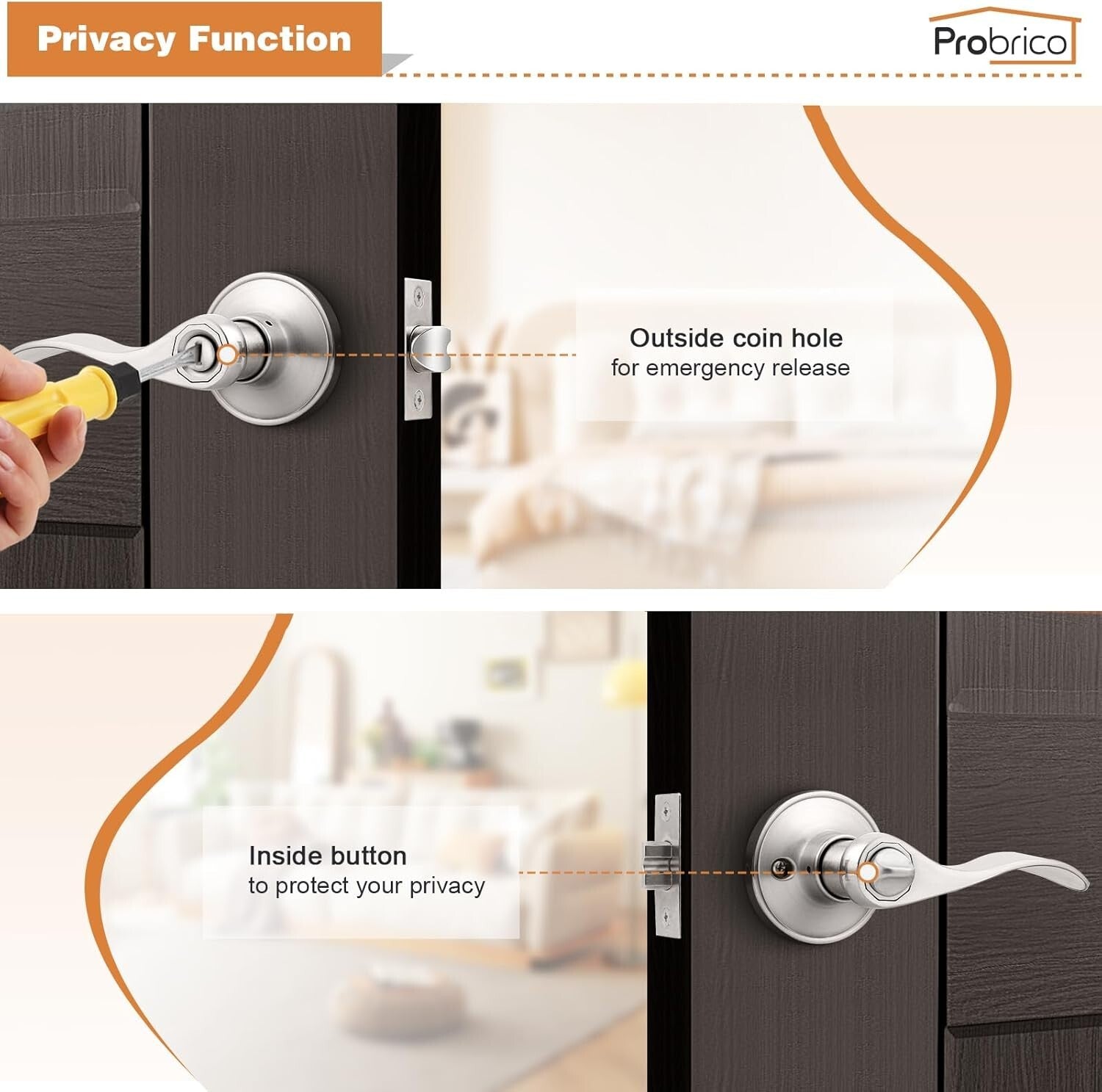 Durable Satin Nickel Privacy Door Lever Set - 10-Pack with Easy Installation