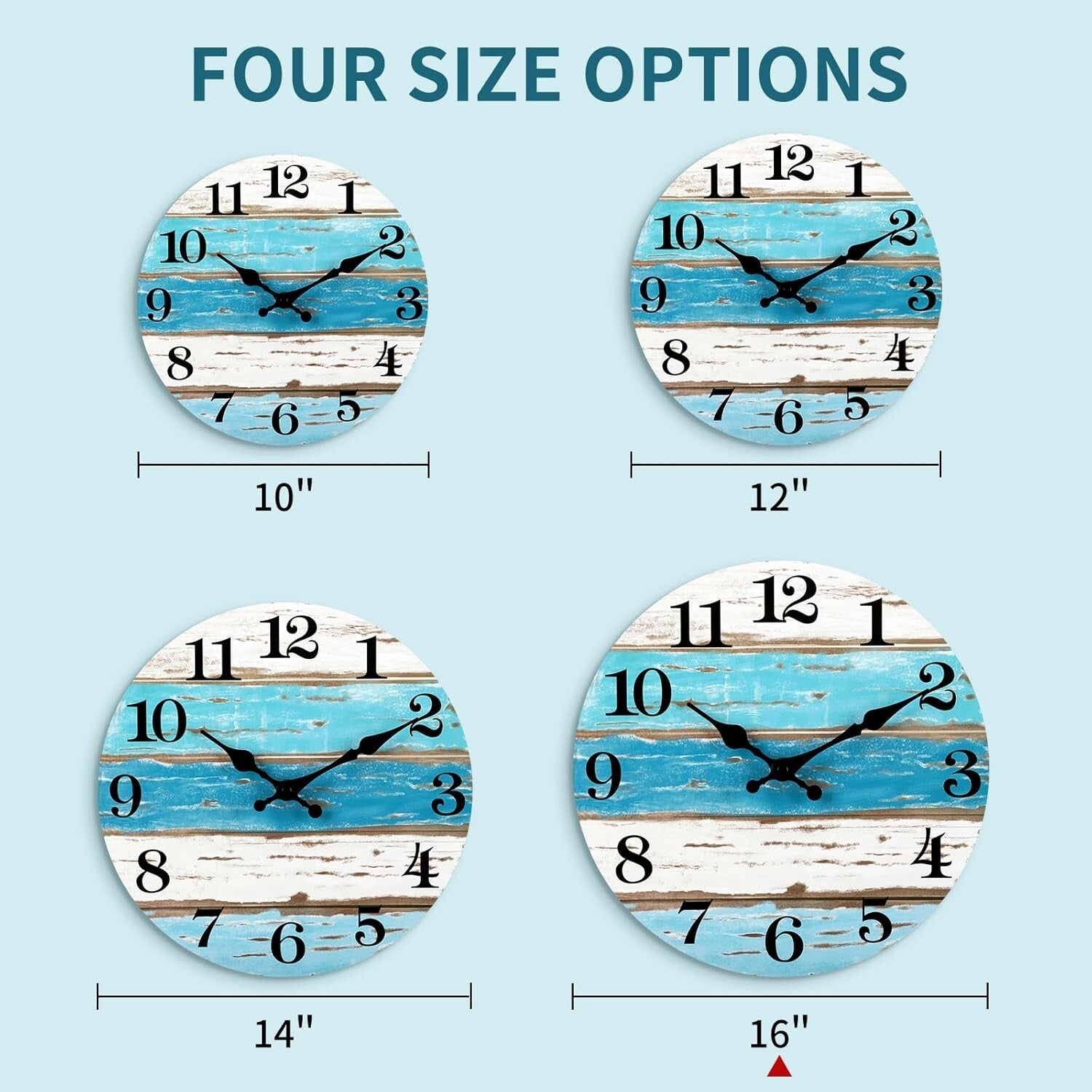 Elegant 16 Inch Analog Wall Clock - Perfect for Indoor/Outdoor Coastal Settings