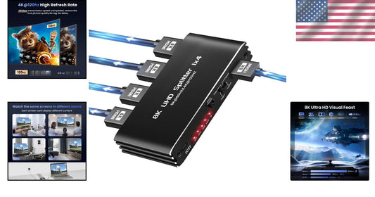 Multi-Device HDMI Splitter 1 in 4 Out - Supports Gaming Consoles & 3D Content