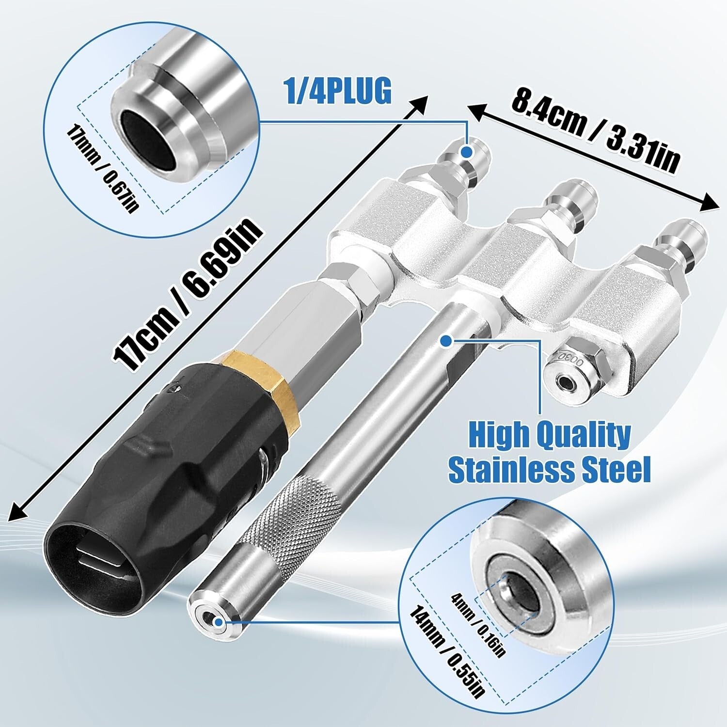 Stainless Steel M5 Twist Nozzle with Shooter Tip - Efficient Pressure Cleaning