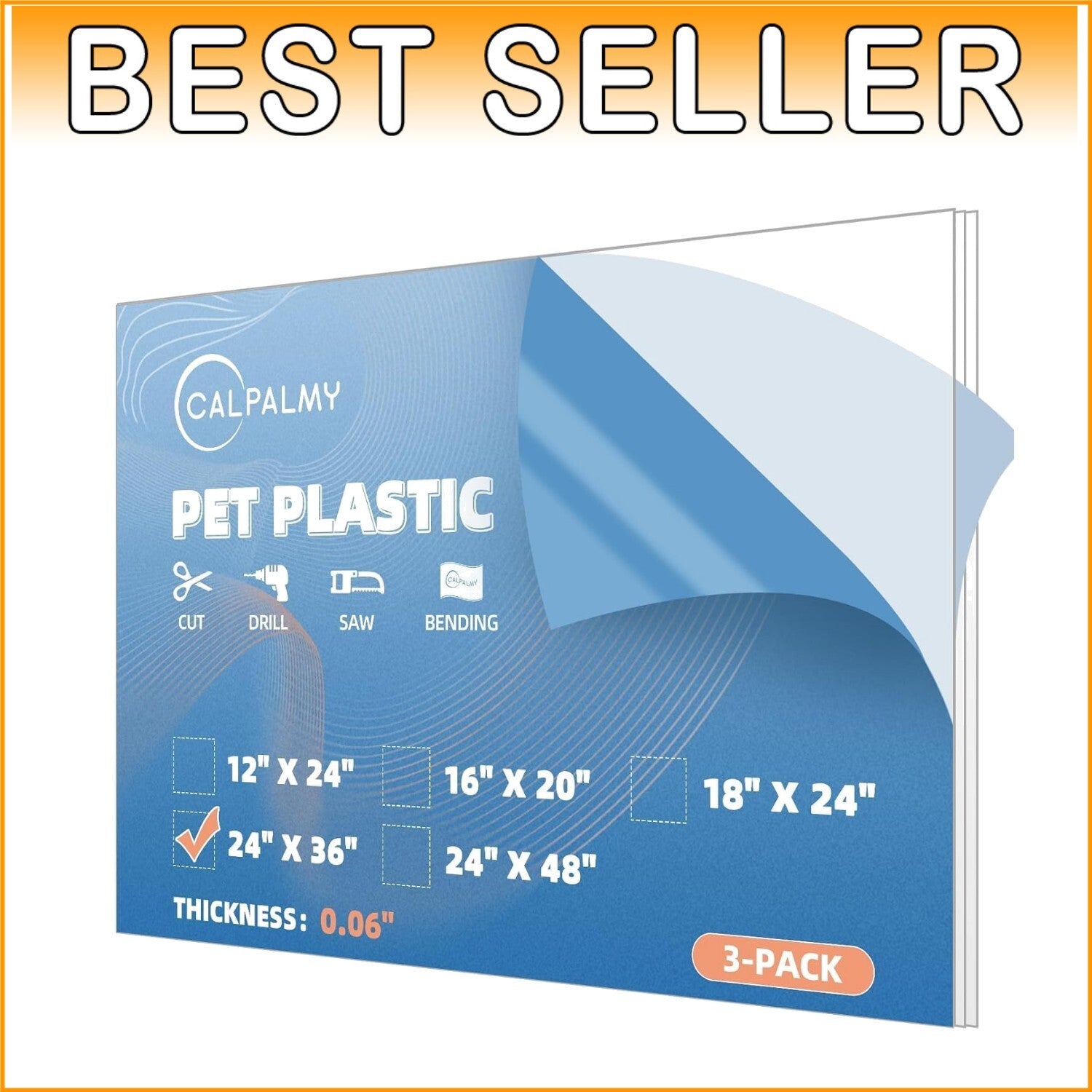 3 Pack of Scratch-Resistant PET Craft Panels - 24 x 36" for Easy Customization