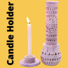 Load image into Gallery viewer, Intricate Floral Carved Soapstone Incense Tower &amp; Tea Light Stand for Gifting