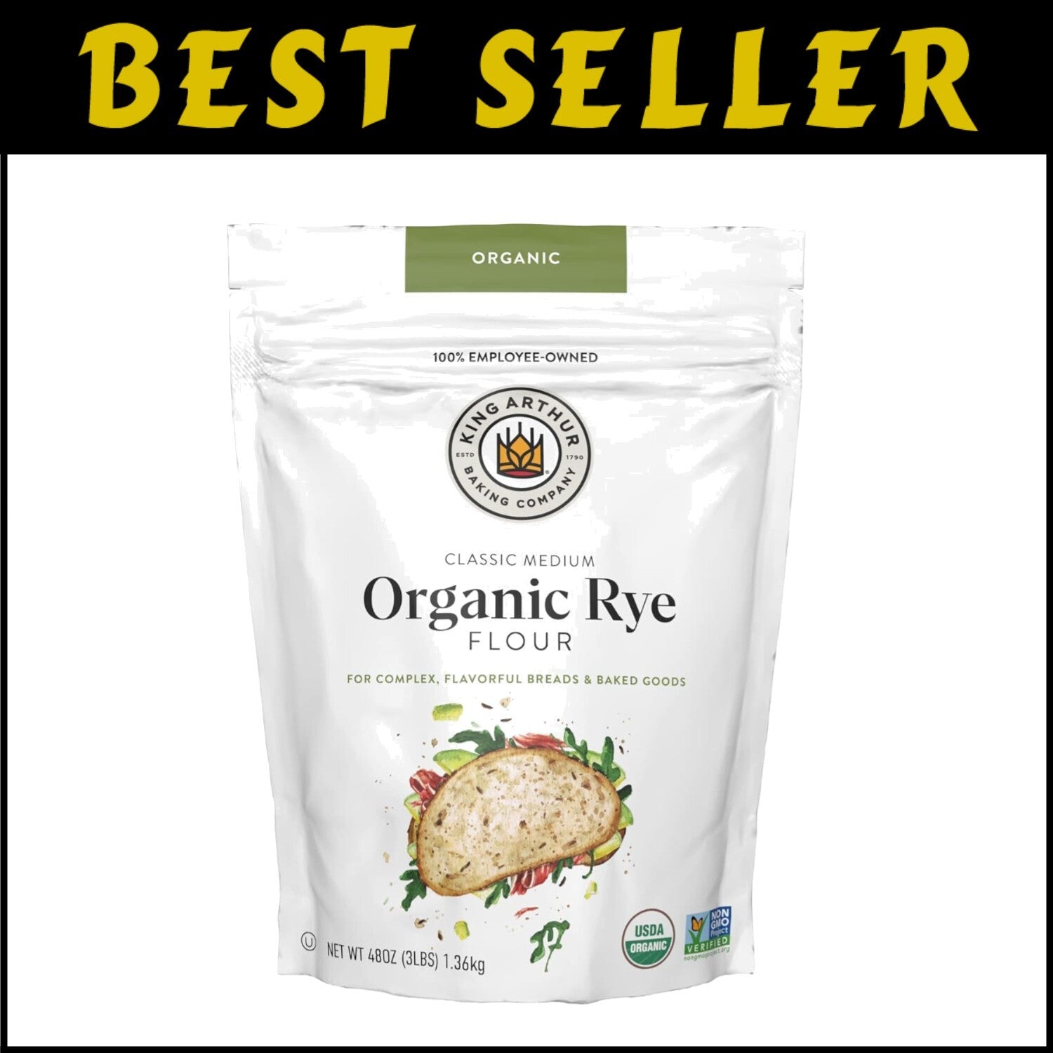 Versatile Organic Rye Flour - Baking Essentials for Gourmet Treats, 3 lbs Each