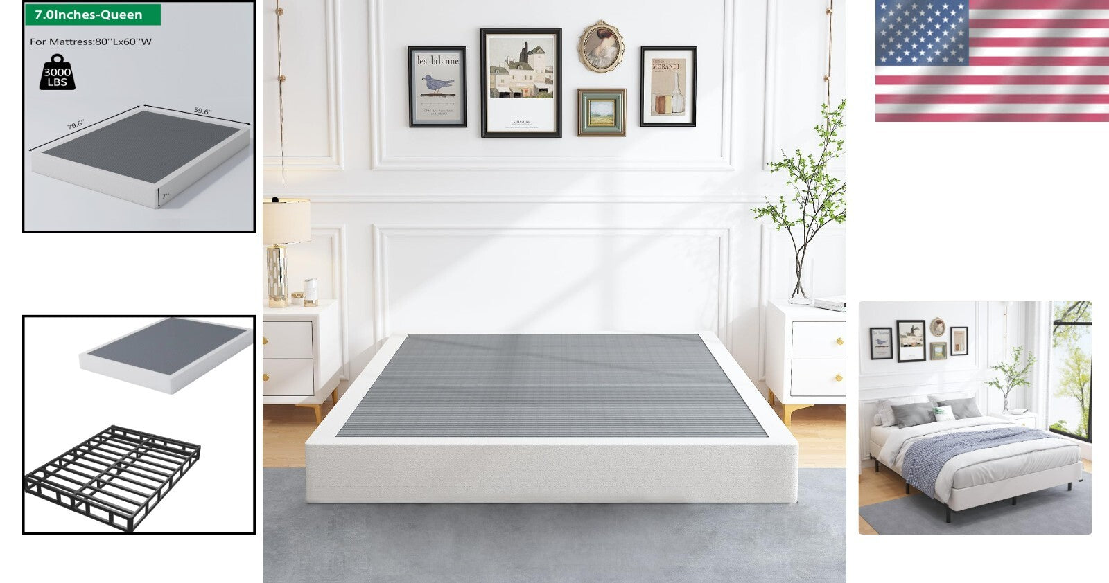 3000lbs Capacity Heavy Duty Metal Queen Box Spring - Non-Squeak & Easy to Clean