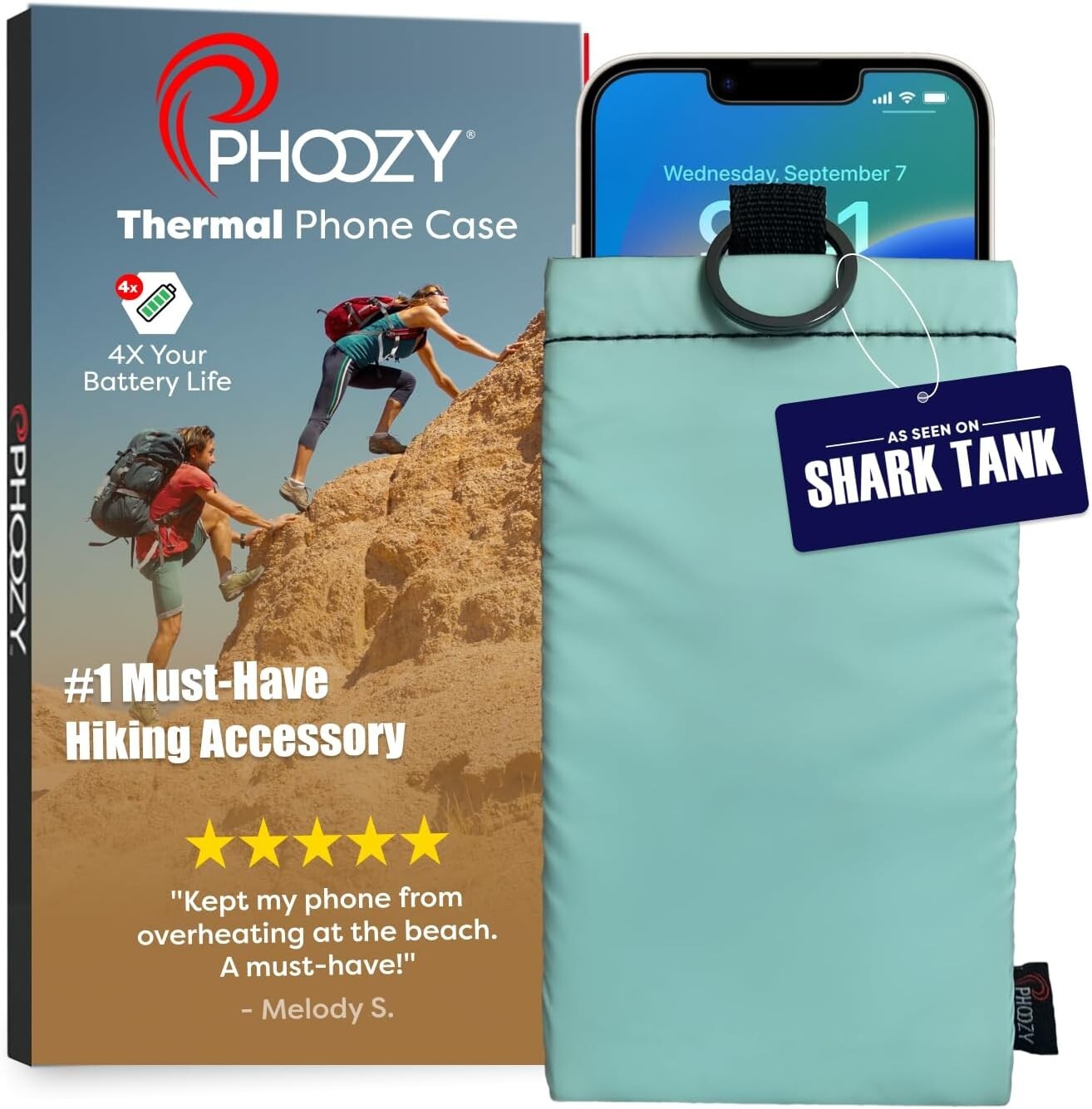AGION-Lined Phone Pouch with Thermal Protection for iPhone & Samsung - Seafoam
